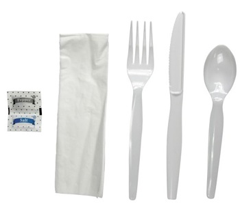 WHITE DINING KIT - FORK/KNIFE/TSPOON/NAP/S&P